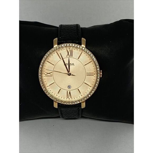 Fossil Jacqueline ES3546 Women's Black Leather Analog Dial Quartz Watch NO130 - Picture 1 of 12